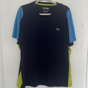 Lacoste Men's Black and Blue Short Sleeve Tee